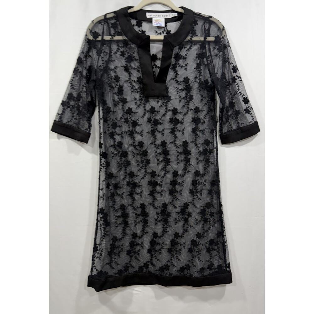 Gretchen Scott Net Games Black Dress/Coverup XS Preppy Country Club